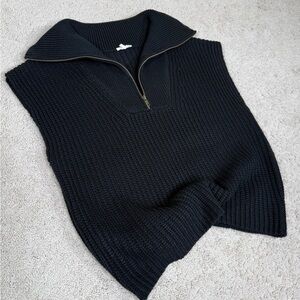 Mystree Half-Zip High Neck Turtleneck Sleeveless Knit Sweater Top Vest
